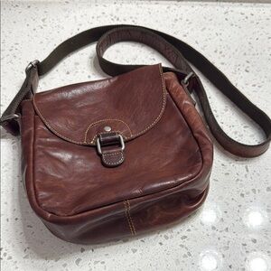 Jack George Distressed Leather crossbody Cognac Brown pouch bag boho relaxed